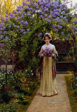 Edmund Leighton Painting - Lilac historical Regency Edmund Leighton
